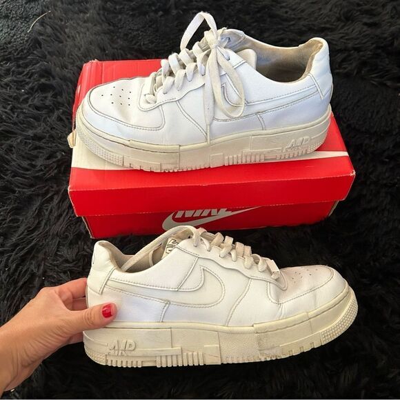 NIKE af1 Air Force one shadow white lace up platform shoes sneakers women’s 8.5 - Picture 9 of 9